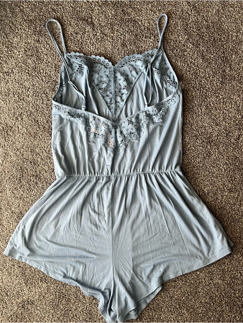 Victoria's Secret Dusty Blue Lace-Trim Romper - Picture 4 of 6